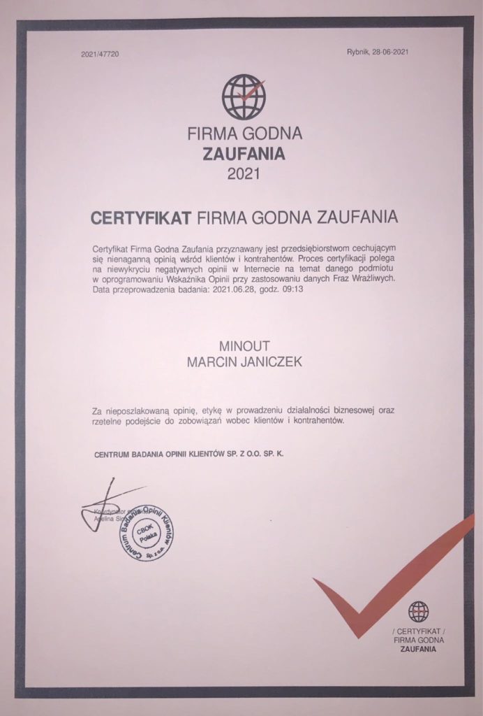 Certyfikat Marcin Janiczek - kierownik budowy
